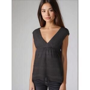 Max Studio Black V-Neck Blouse